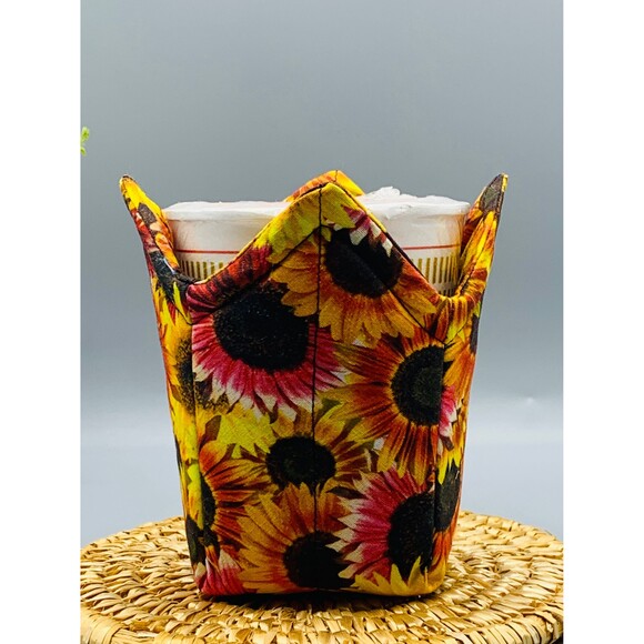 Set of Three Sizes, Microwave Soup Bowl Cozy, Dinner Plate, Pint Size Sunflower - Picture 8 of 9